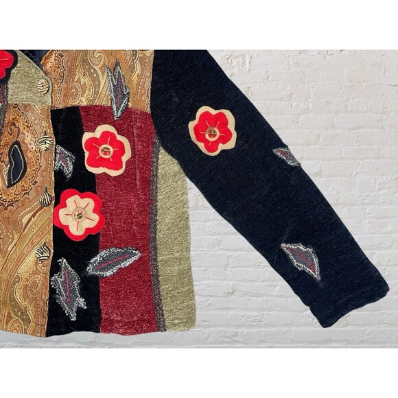 Vtg Julia Kim Patchwork Tapestry Jacket Blazer Women SM Wearable Art Embroidered - Picture 5 of 14